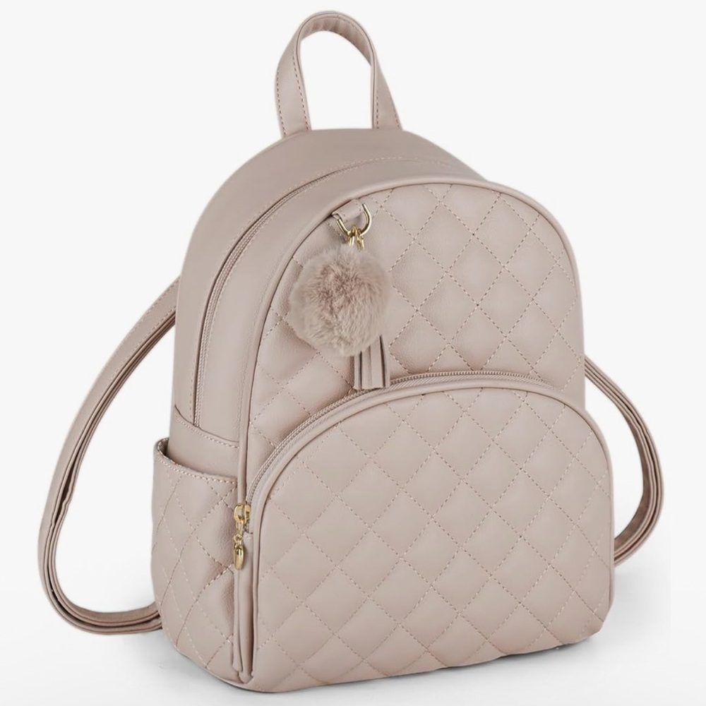 Cute Chic Quilted Beige Backpack